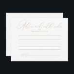 Carte de conseil Mariage Gold Classy Chic<br><div class="desc">Cette carte de conseil mariage chic et or est parfaite pour un mariage rustique. Le design sobre et élégant présente une typographie de script classique et sophistiquée en or. Ces cartes sont parfaites pour un mariage, une douche nuptiale, un baby shower, une fête de remise de diplômes et plus encore....</div>