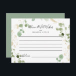 Carte de conseil Mariage Gold Confetti Eucalyptus<br><div class="desc">Cette carte de conseil mariage de confettis d'or eucalyptus est parfaite pour un mariage rustique. Le design comprend un feuillage vert d'eucalyptus aquarelle avec des confettis d'or. Ces cartes sont parfaites pour un mariage, une douche nuptiale, un baby shower, une fête de remise de diplômes et plus encore. Personnalisez les...</div>