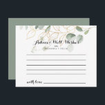 Carte de conseil Mariage Gold Green Foligraphy<br><div class="desc">Cette carte de conseil mariage de calligraphie vert or est parfaite pour un mariage moderne. Cette conception artistique présente une aquarelle dessinée à la main or et feuillage vert, inspirant la beauté naturelle. Ces cartes sont parfaites pour un mariage, une douche nuptiale, un baby shower, une fête de remise de...</div>
