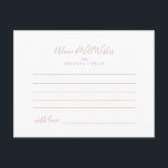 Carte de conseil Mariage minimaliste rose Gold<br><div class="desc">Cette carte de conseil minimaliste or rose mariage est parfaite pour un mariage moderne. Le design comporte une belle police en or rose. Ces cartes sont parfaites pour un mariage, une douche nuptiale, un baby shower, une fête de remise de diplômes et plus encore. Personnalisez les cartes avec les noms...</div>
