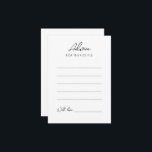 Carte de conseil Mariage minimaliste simple<br><div class="desc">Cette carte simple et minimaliste de conseil mariage est parfaite pour votre mariage moderne et élégant. Ce design présente un script simple noir sur un arrière - plan blanc brillant neutre pour correspondre à votre mariage traditionnel classique ou à votre mariage boho minimaliste au printemps, en été, en automne ou...</div>