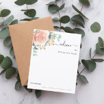 Carte de conseil mariage or rose fleuri eucalyotus<br><div class="desc">Arrière - plan blanc,  décoré d'un grand rose rose d'or,  de fleurs et d'eucalyptus. Personnalisez et ajoutez vos noms. 1 feuille = 1 carte conseil imprimé bord à bord.</div>