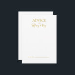 Carte de conseil Mariage or simple et élégant<br><div class="desc">Cette simple carte de conseil mariage or élégant est parfaite pour votre mariage moderne minimaliste blanc et or. Le design comporte une police d'or contemporaine minimale accompagnée d'une calligraphie formelle. Gardez-le tel quel,  ou choisissez de le personnaliser avec vos propres oeuvres d'art ou photos !</div>