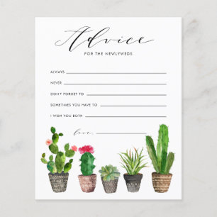 Carte de conseil Mariage pour les succulents et le