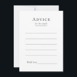 Carte de conseil Mariage simple et moderne<br><div class="desc">Ce design simple et moderne de carte-conseil mariage est un mélange intemporel de charme classique et de simplicité contemporaine. Conçu dans un style minimaliste, ce design présente des lignes épurées, des tons neutres et une palette sophistiquée de noir et blanc, assurant une simplicité raffinée à chaque détail. Que vous planifiez...</div>