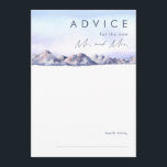 Carte de conseil Mariage Winter Mountain Sunset<br><div class="desc">Cette carte de conseil mariage Winter Mountain Sunset est ce que vous cherchez pour compléter votre mariage simple et rustique. Conçu avec une aquarelle rose et bleu pastel qui se fond magnifiquement dans la marine et les tons vifs qui capturent parfaitement un coucher de soleil dans la nature. Il est...</div>
