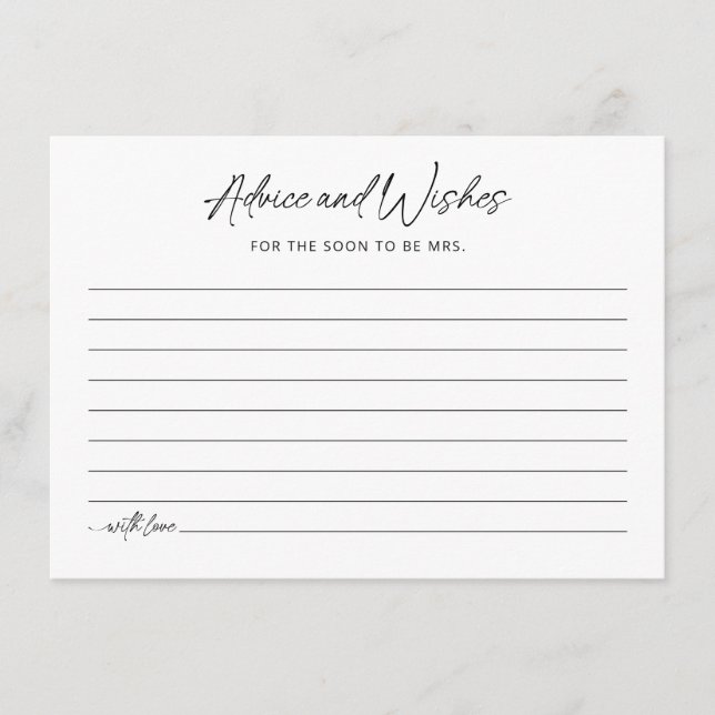 Carte de conseil minimaliste en Fête des mariées (Devant)