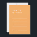 Carte de conseil minimaliste Mariage orange Citrus<br><div class="desc">Voici notre Citrus Minimalist Orange Mariage Advice Card Design, où la simplicité rencontre le raffinement dans une palette de teintes d'agrumes vives. Avec de solides arrière - plans en rose, orange, jaune ou vert et des polices typographiques propres, ce thème respire l'élégance contemporaine avec une touche de charme rétro. Conçues...</div>