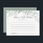 Carte de conseil minimaliste pour Mariage Eucalypt<br><div class="desc">Cette carte de conseil minimaliste pour mariage d'eucalyptus vert est parfaite pour un mariage moderne. Le design comprend des feuilles d'eucalyptus verts et élégants à l'aquarelle. Ces cartes sont parfaites pour un mariage, une douche nuptiale, un baby shower, une fête de remise de diplômes et plus encore. Personnalisez les cartes...</div>