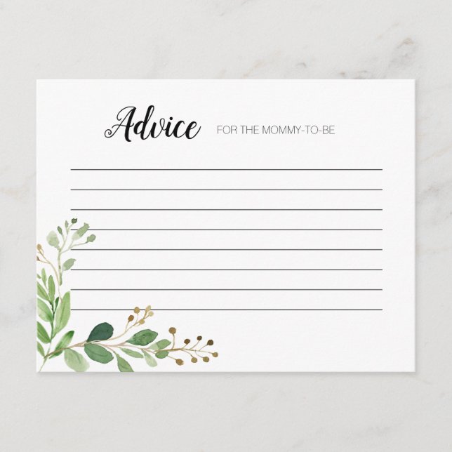 Carte de conseil moderne botanique verte (Devant)