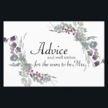 Carte de conseil nuptiale de Fleurs sauvages d'aqu<br><div class="desc">Beaux Fleurs sauvages d'aquarelle de verts doux et de lavande et de purples. Coordination florale sur le dos. Les articles correspondants pour compléter votre collection d'événements sont disponibles dans notre boutique Zazzle!</div>