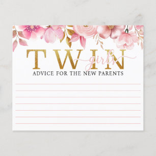 Carte de conseil pour Baby shower rose vif Twin Gi