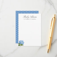 Carte de conseil pour bébé Blue Hydrangea