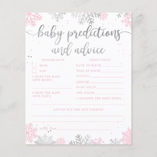 Carte de conseil pour bébé en argent rose Snowflak