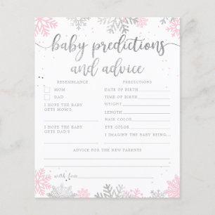 Carte de conseil pour bébé Pink Silver Snowflake B