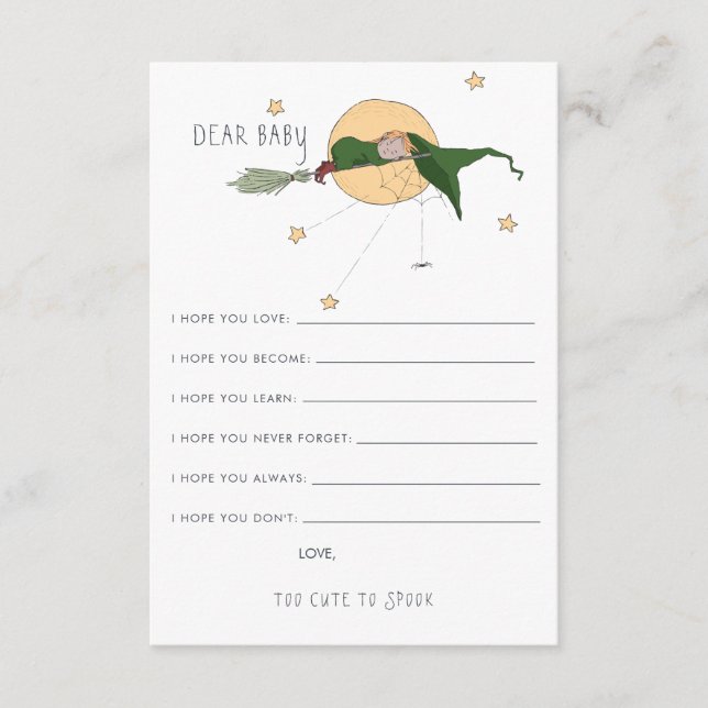 Carte de conseil pour bébés | Sorcière mignonne (Devant)