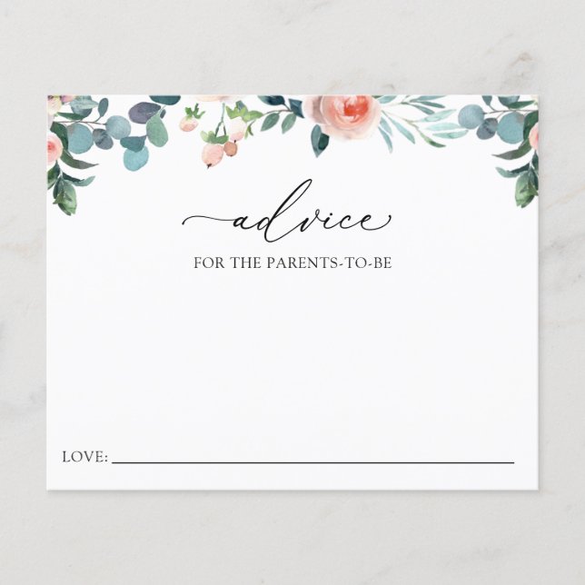 Carte de conseil pour la douche à thé pour les par (Devant)