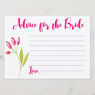 Carte de conseil pour la mariée à devenir un jeu d