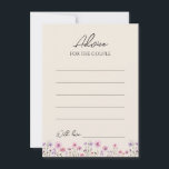 Carte de conseil pour Mariage Fleur sauvage modern<br><div class="desc">Cette carte-conseil moderne fleur sauvage beige mariage présente un arrière - plan beige chaleureux orné de fleurs sauvages couleur rose vif et violet, évoquant un romantisme intemporel. Le mariage du charme boho rustique et élégant rend ce design parfait pour les couples à la recherche d'une esthétique fleur sauvage moderne. Que...</div>