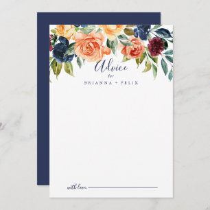 Carte de conseil pour Mariage Floral Élégant Multi