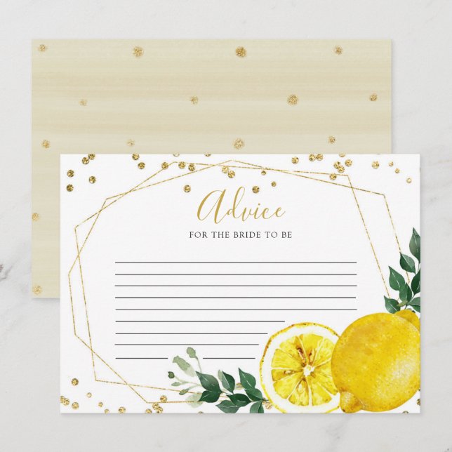 Carte de conseil sur la taille du citron (Devant / Derrière)