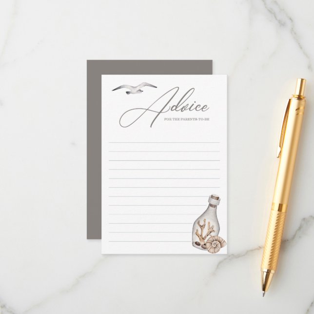 Carte de conseil sur le Baby shower côtier nautiqu (Devant/Arrière en situation)