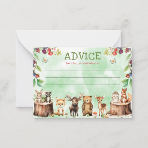 Carte de conseil sur le Baby shower forestier des