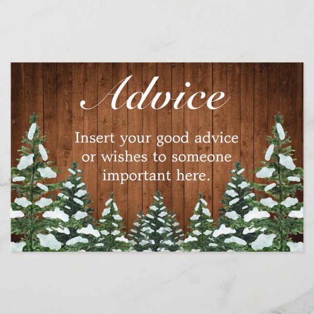 Carte de conseil sur le Mariage campagnard de bois (Devant)