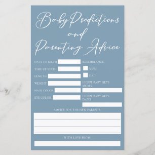 Carte de conseil sur les prévisions de Baby shower