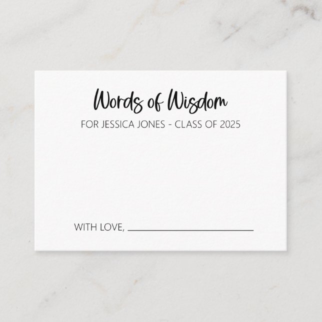 Carte de conseil Words of Wisdom pour les diplômés (Devant)