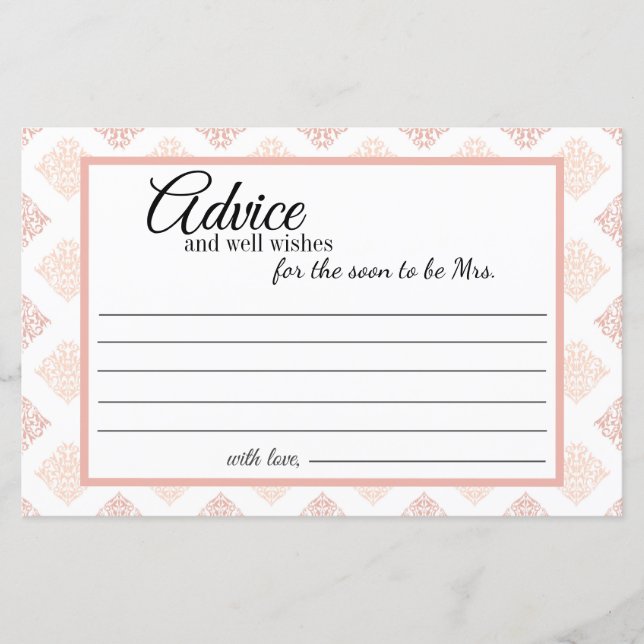Carte de conseils Damask Peach Blush (Devant)
