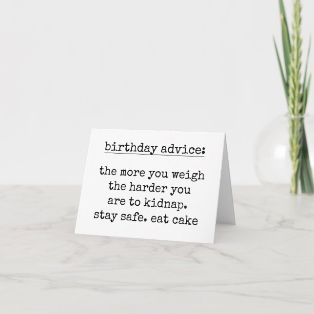 Carte de conseils d'anniversaire drôle Citation hu (Devant)