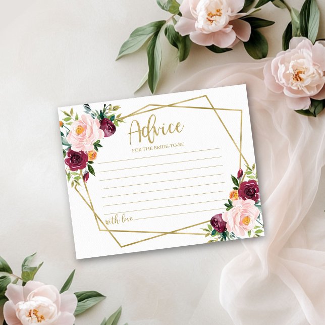 Carte de conseils de douche de mariage floral Bour (Créateur téléchargé)