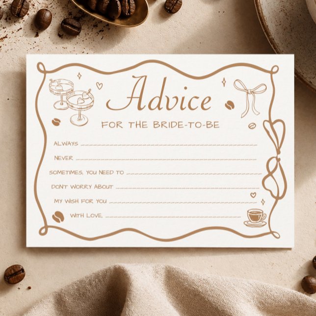 Carte de conseils de douche de mariée Café L'amour (Créateur téléchargé)
