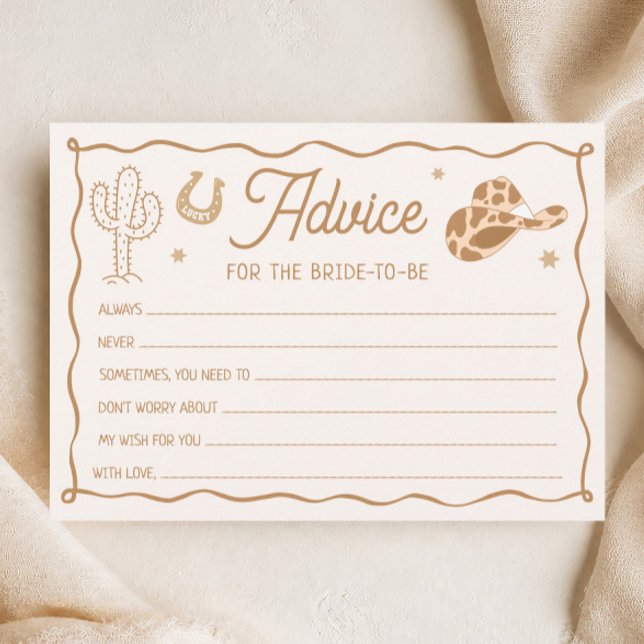 Carte de conseils de douche de mariée Western Boot (Créateur téléchargé)