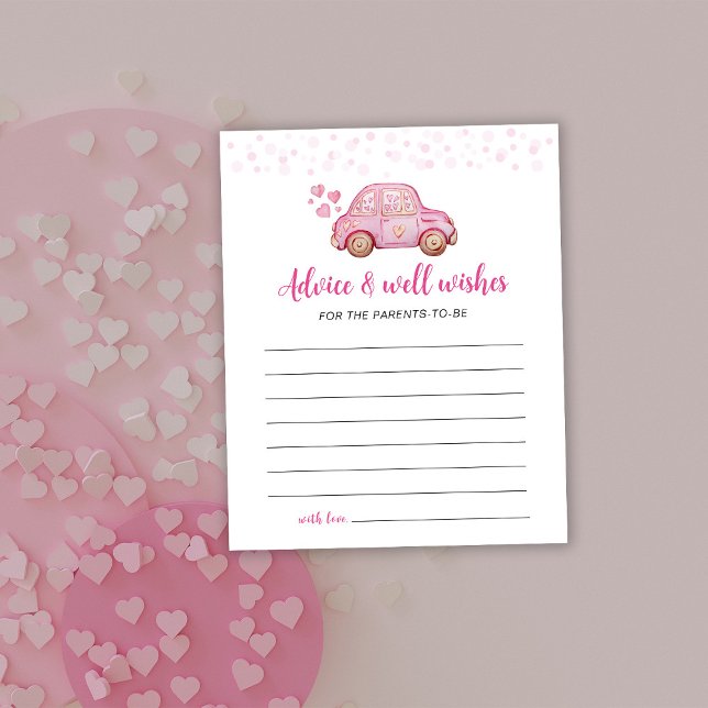 Carte de conseils de la petite voiture rose (Créateur téléchargé)