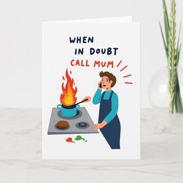 Carte de conseils de maman de cuisine enflammée (Devant)