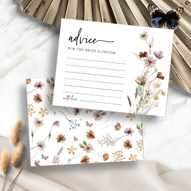 Carte de conseils de mariage à fleurs blanches (White Boho Floral Wedding Advice Card by Painted Paperie
)