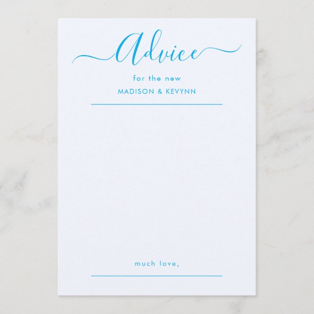 Carte de conseils de mariage à l'écriture manuscri (Devant)