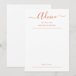 Carte de conseils de mariage à script
