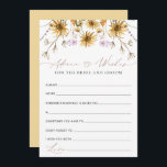 Carte de conseils de mariage au tournesol élégant<br><div class="desc">Dans l'ensemble, la carte de fête de mariage "Sunflower Advice & Wishes for Bride and Groom Bridal Shower" est un mélange époustouflant de charme automnal et d'élégance artistique. Les illustrations complexes de tournesols, la palette de couleurs captivante et la calligraphie exquise se réunissent pour créer un design visuellement époustouflant et...</div>