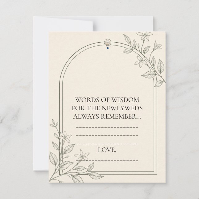 Carte de conseils de mariage avec des mots botaniq (Devant)