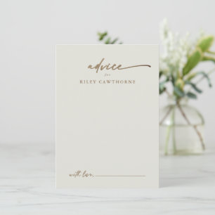 Carte de conseils de mariage bohème écriture dorée