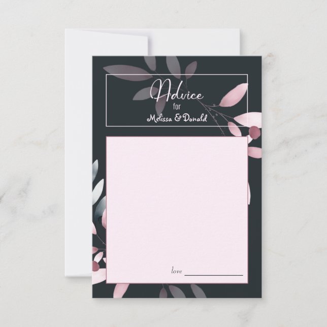 Carte de conseils de mariage élégante aquarelle ro (Devant)