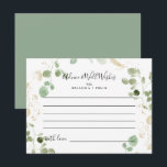Carte de conseils de mariage eucalyptus confettis<br><div class="desc">Cette carte de conseils de mariage eucalyptus confettis dorés est parfaite pour un mariage rustique. Le design présente un feuillage vert d'eucalyptus aquarelle avec des confettis dorés. Ces cartes sont parfaites pour un mariage, une fête prénatale, une baby shower, une cérémonie de remise de diplômes & plus encore. Personnalisez les...</div>