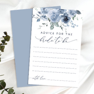Carte de conseils de mariage floral bleu poussiére
