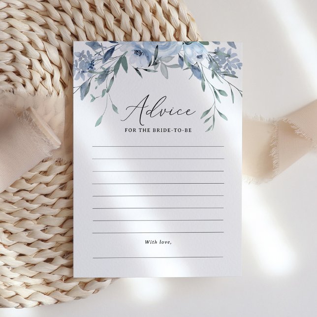 Carte de conseils de mariage floral bleu poussiére (Créateur téléchargé)