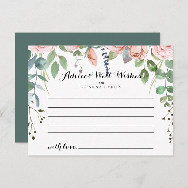 Carte de conseils de mariage floral de brise d'été (Devant / Derrière)