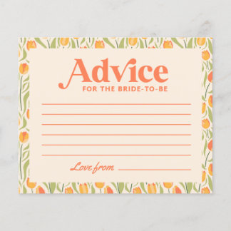 Carte de conseils de mariage floral rétro vintage