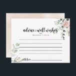 Carte de conseils de mariage floraux rose poudré c<br><div class="desc">Cette carte de conseils de mariage floraux rose poudré classique est parfaite pour un mariage rustique. Le design présente des roses rose poudré élégantes à l'aquarelle et un feuillage vert, assemblés avec soin en de beaux bouquets. Ces cartes sont idéales pour un mariage, une douche de mariée, une baby shower,...</div>